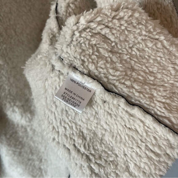 NWT B-Sharp Faux Suede Sherpa Fall Vest Black Cream Sleeveless Jacket Size Small - Picture 5 of 5